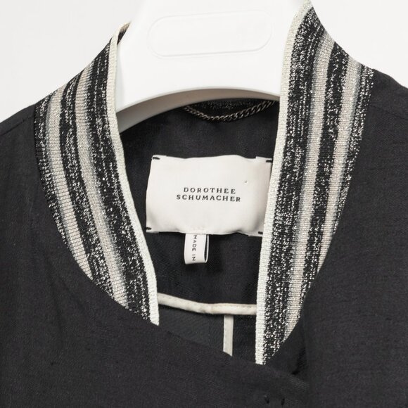 Dorothee Schumacher Black Linen Shantung Metallic-Collar Jacket - Picture 4 of 10